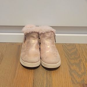Cynthia Rowley Rose gold fur booties